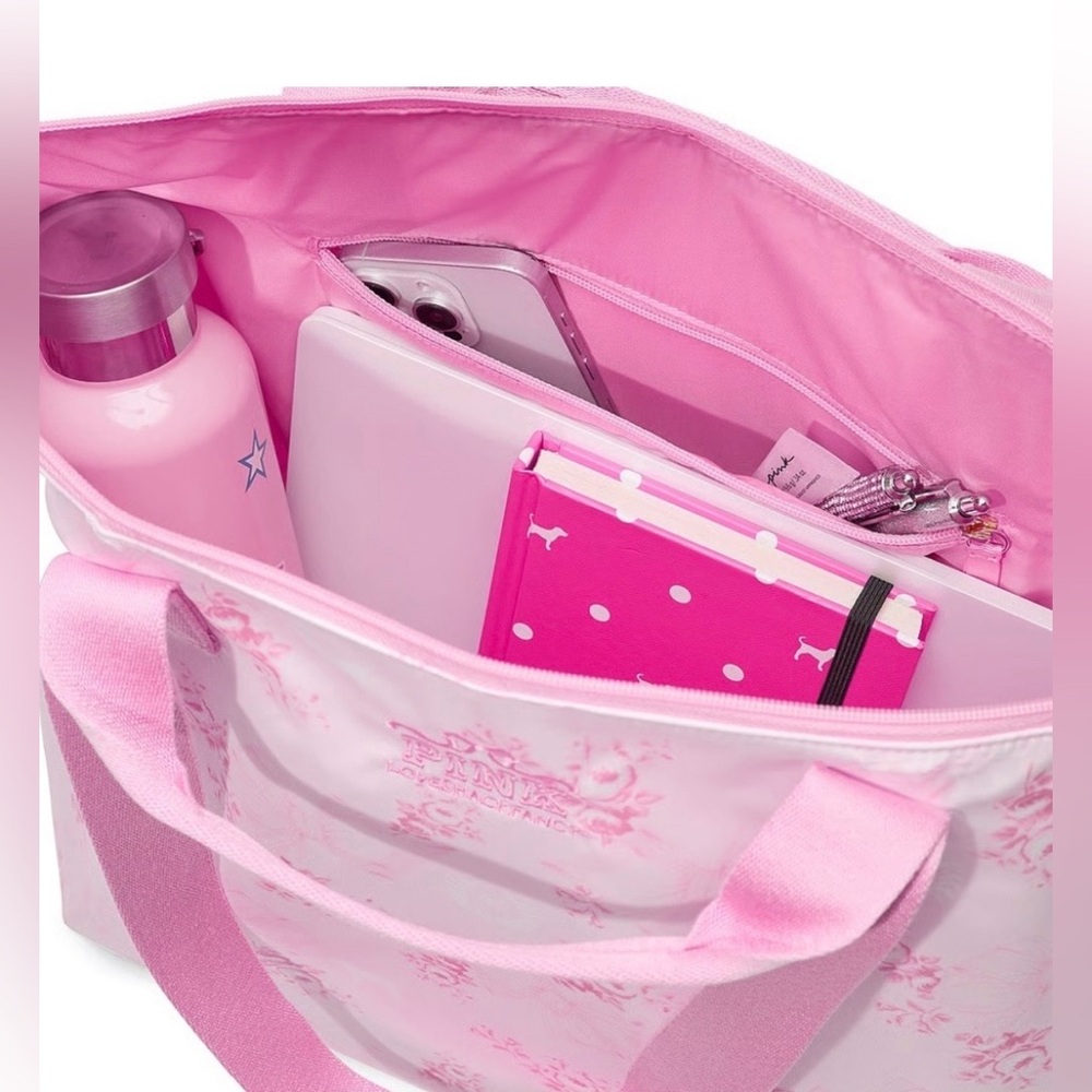 PINK X LoveShackFancy Tote Bag Pink Floral Beaux Icons Regular NWT - Picture 4 of 4